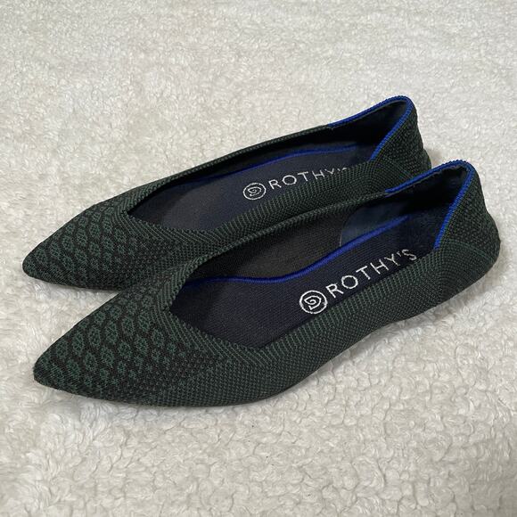 Rothy's The Point Emerald Green Python Ballet Flats Print 9 - Picture 2 of 5